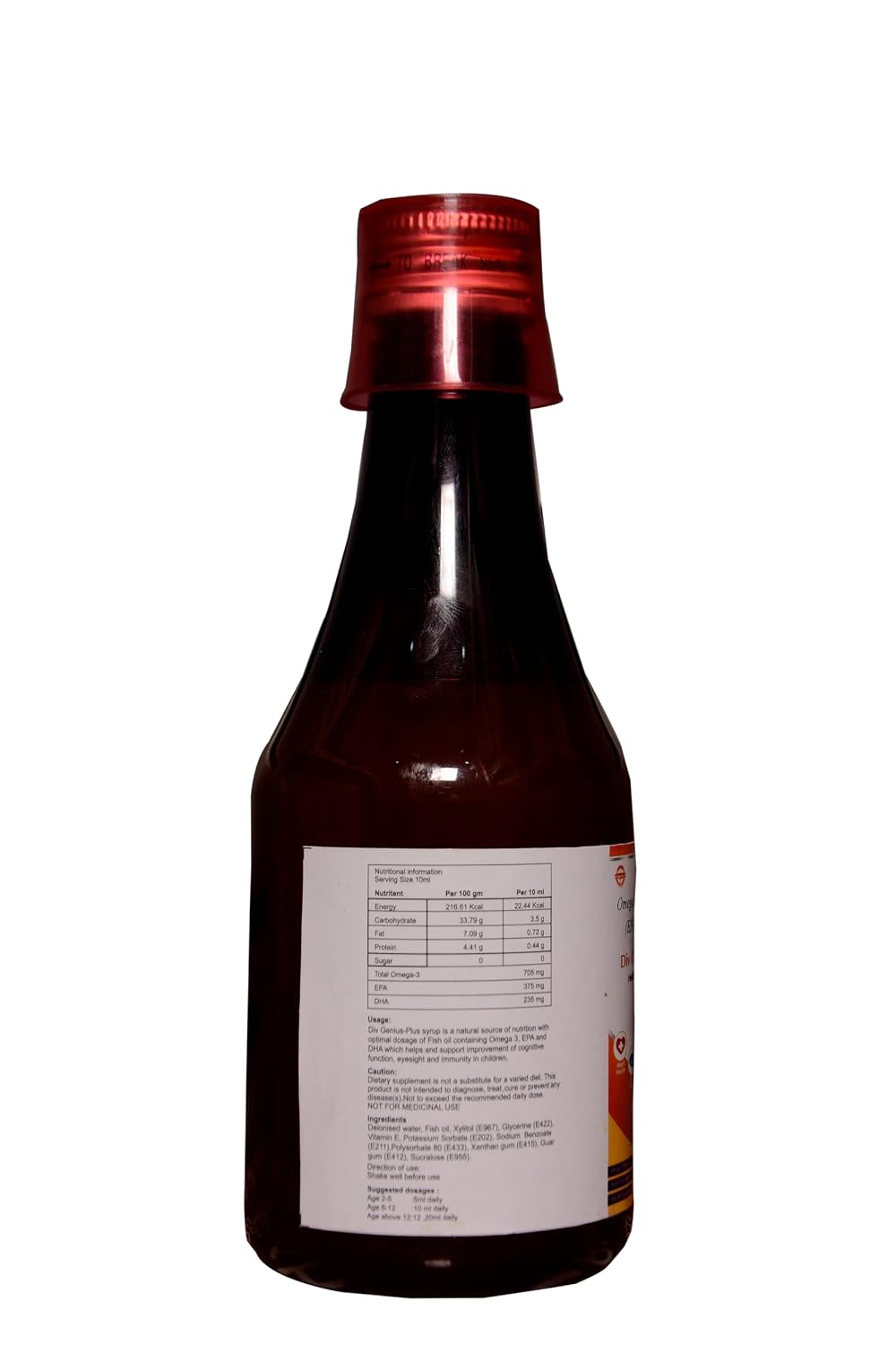 Div Genius Plus Omega-3 Fatty Acids Liquid – Mango Flavour, 200 ml