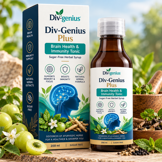 Div-Genius Plus Brain Health & Immunity Tonic – Sugar-Free Herbal Syrup, 200 ml